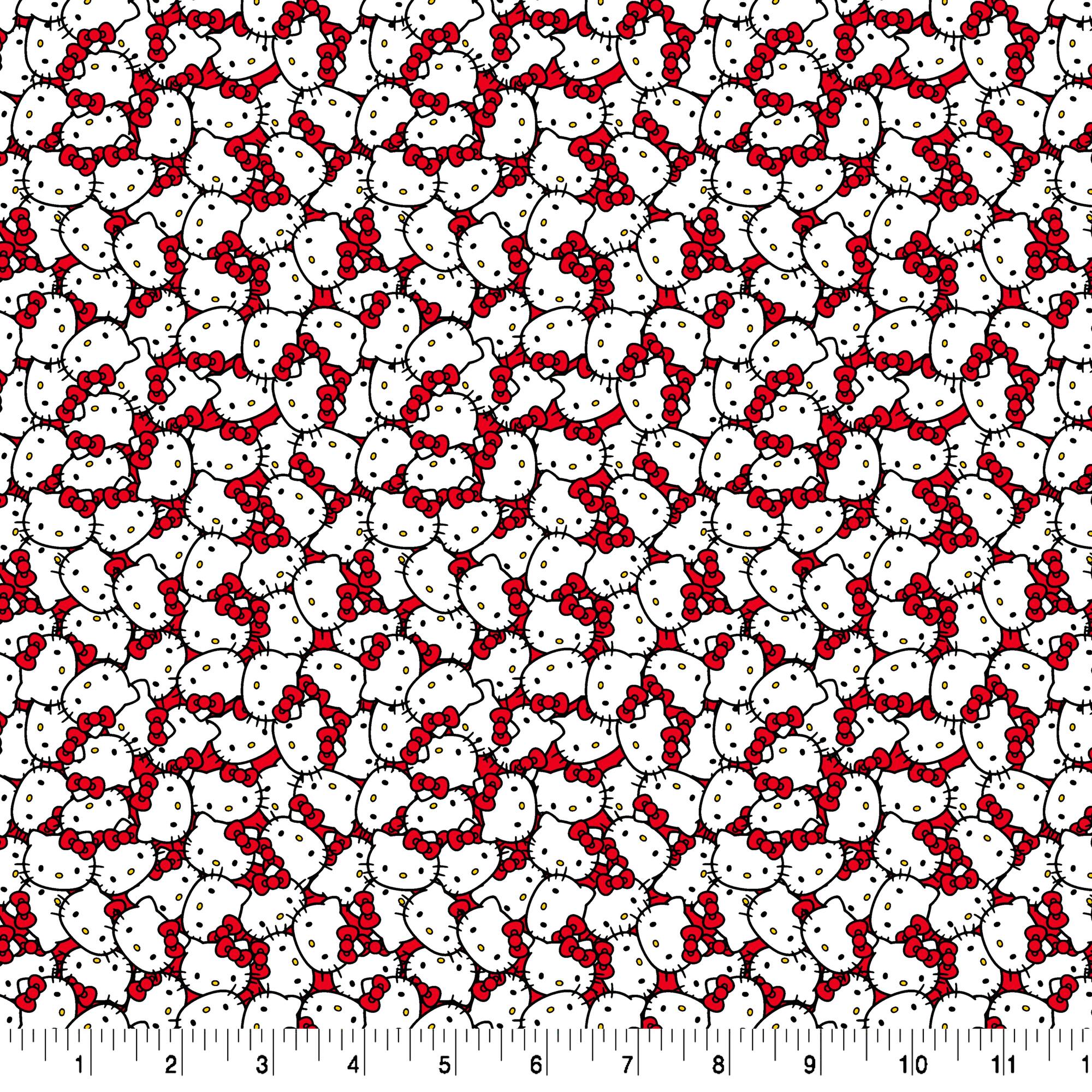 Hello Kitty® Packed Red Bow Cotton Fabric